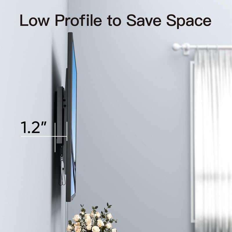 PERLESMITH UL Listed TV Mount for Most 37-85 inch TV, Universal Tilt TV Wall Mount Fits 16”- 24” Wood Stud with Loading 132 lbs & Max VESA 600x400mm, Low Profile Flat Wall Mount Bracket PSLTK1 - Image 5